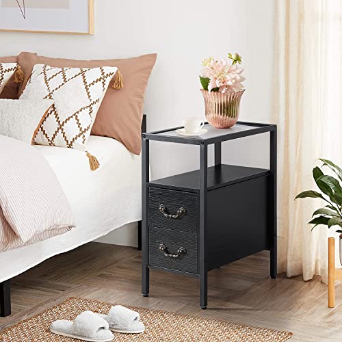 Set of 2 Brown Tall Night Stands with Drawers and Shelf E6716