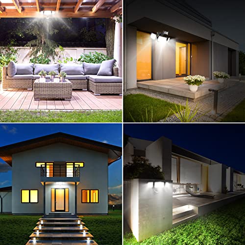 38W 4200LM 6000K IP65 Waterproof 3 Head LED Motion Sensor Flood Lights Black Q25246