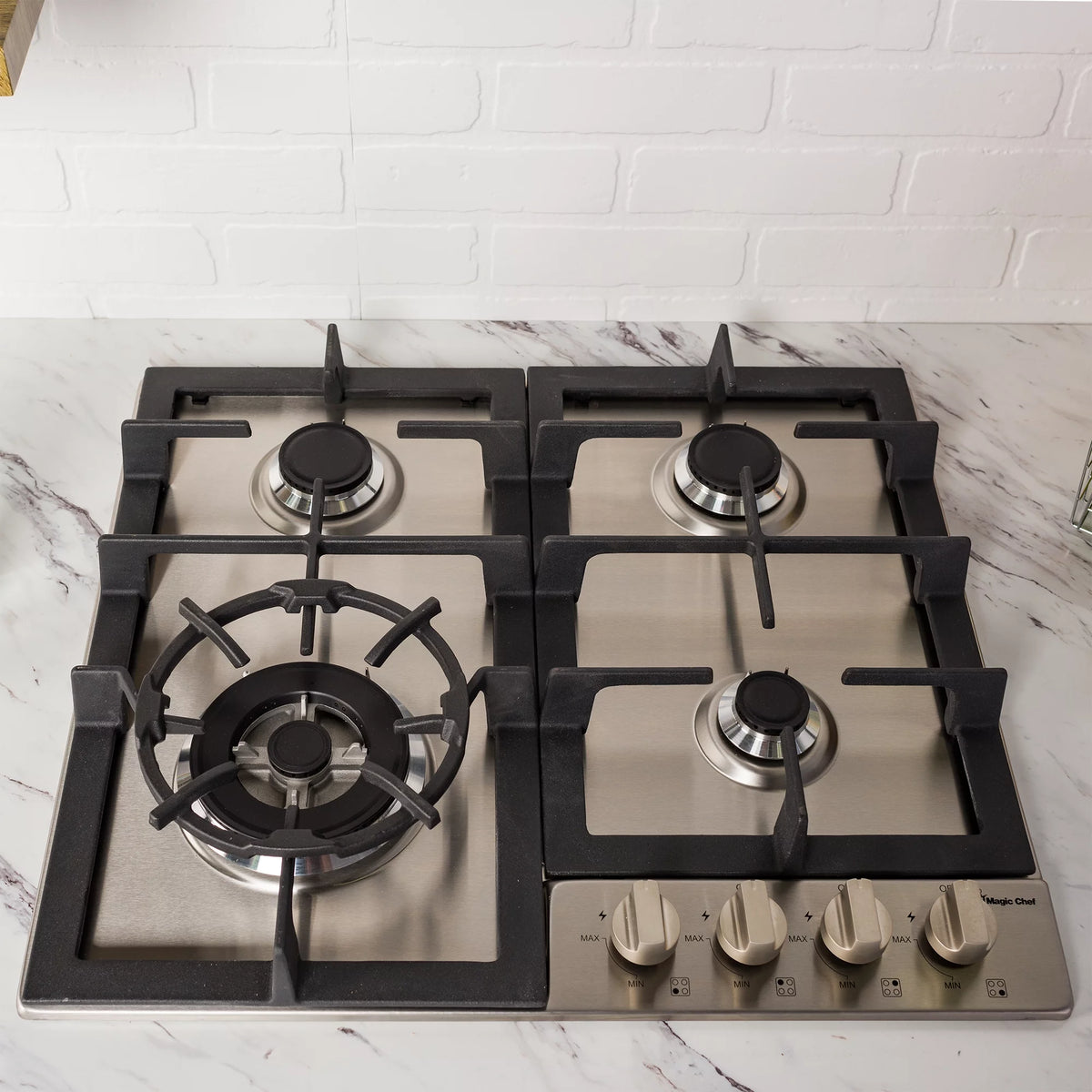 24 Inch Gas Cooktop with 4 Burners, Stainless Steel Y2766