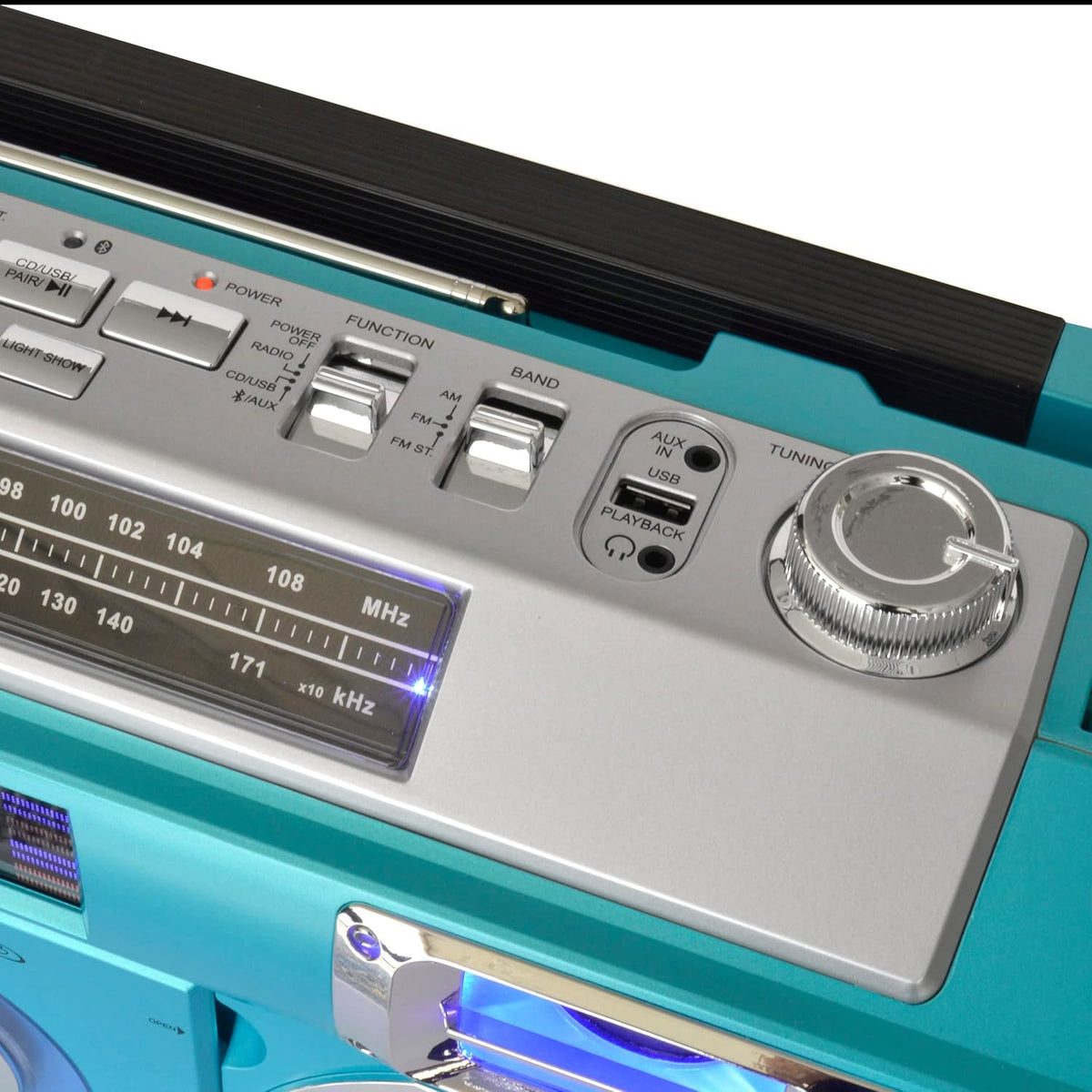 Vintage Turquoise Bluetooth Boombox with CD/MP3 Player, AM/FM, USB P82304