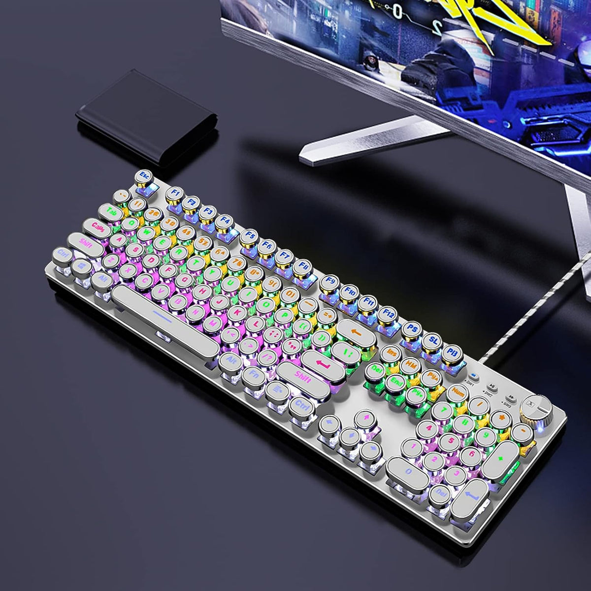 Mechanical Gaming Keyboard 104 Keys USB Wired Blue Switch Pack of 2 L2634