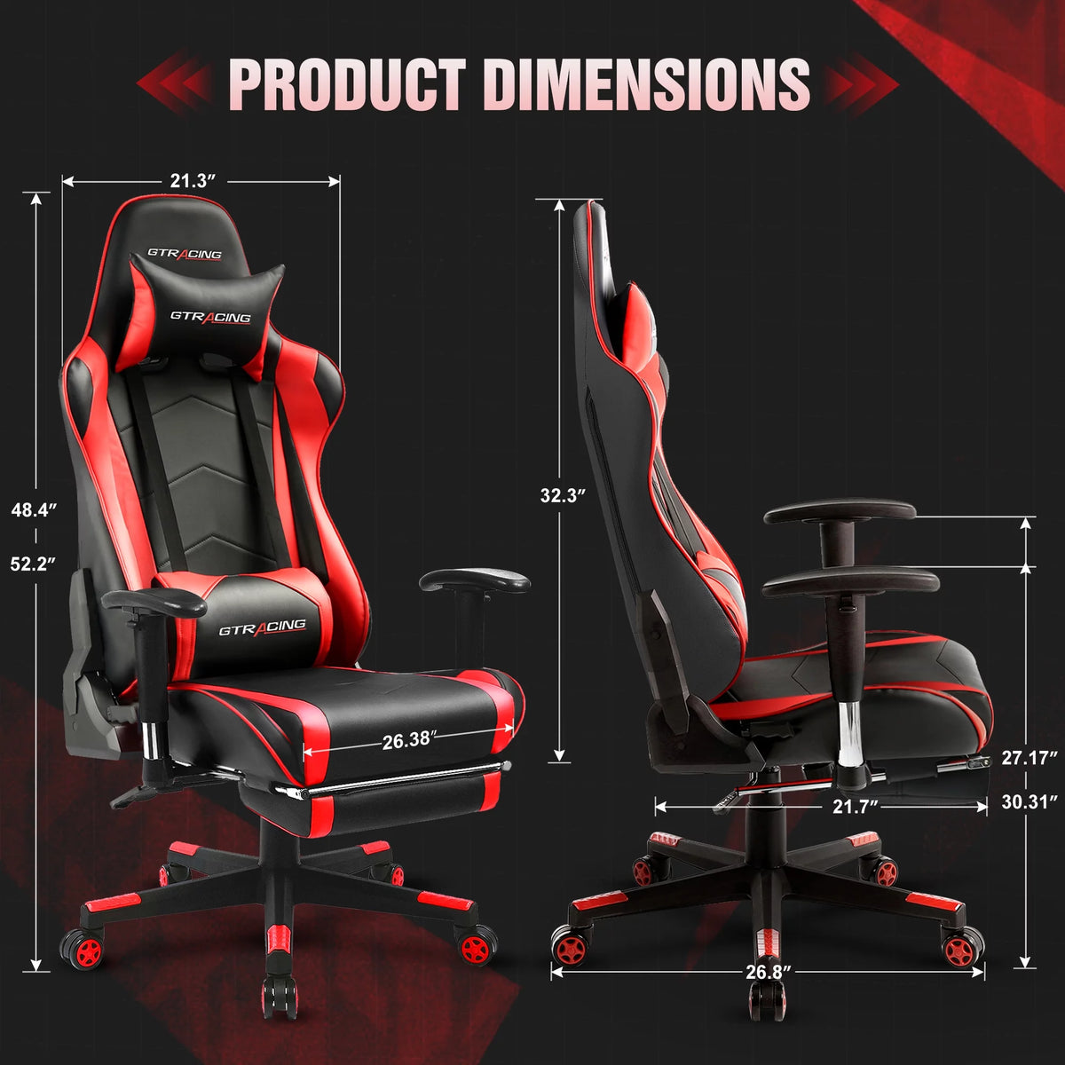 Red PU Leather Gaming Chair with Footrest B146