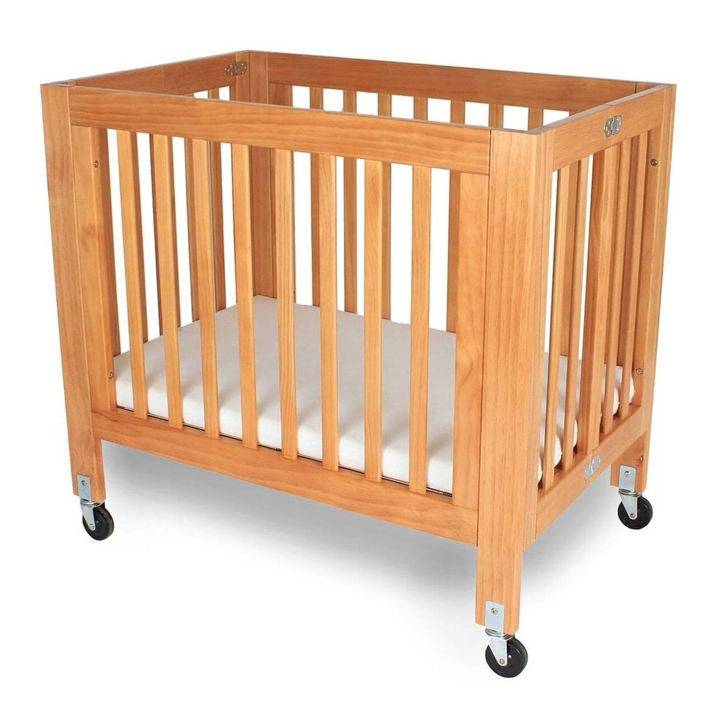 Slatted Foldable Wood and Metal Crib Natural Brown N460