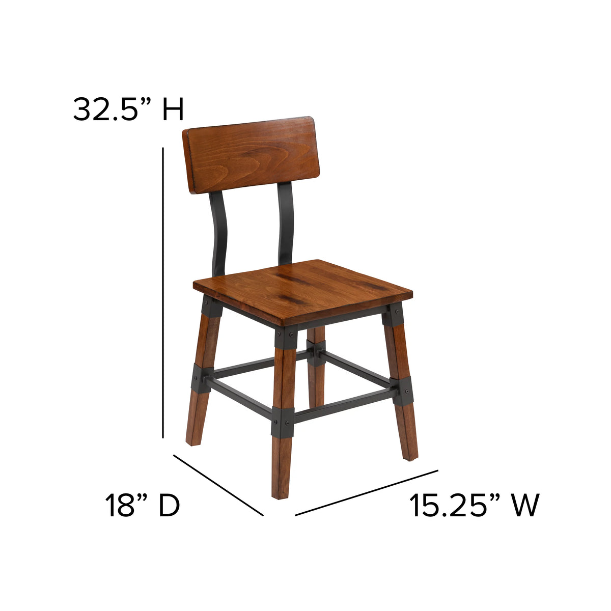 2 Pack Antique Walnut Wood Dining Chair V537
