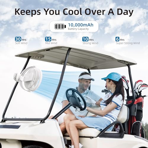 10000mAh 8-Inch Rechargeable Clip on Fan, 4 Speeds W231