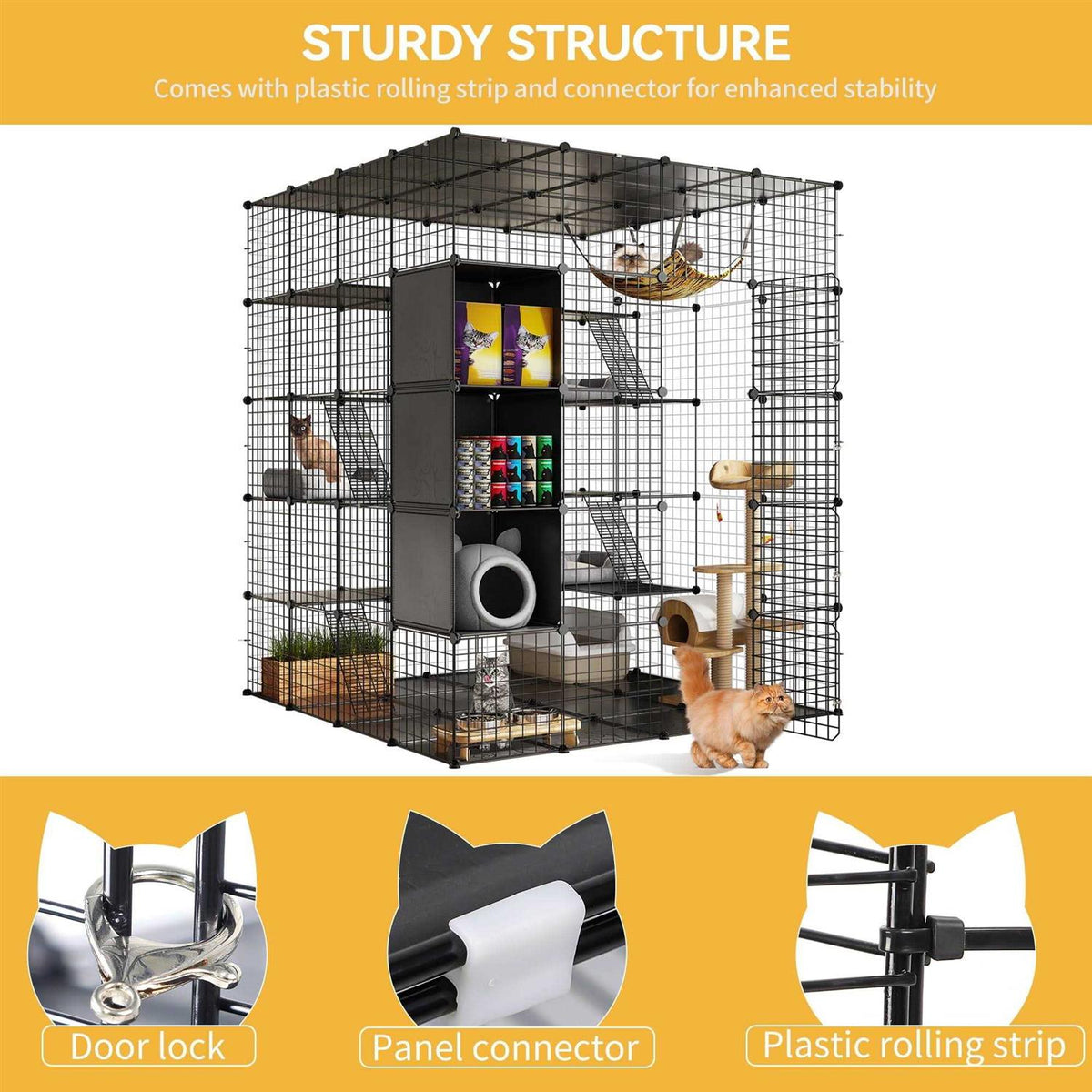 5-Tier Metal Cat Cage with Cube Storage D41101