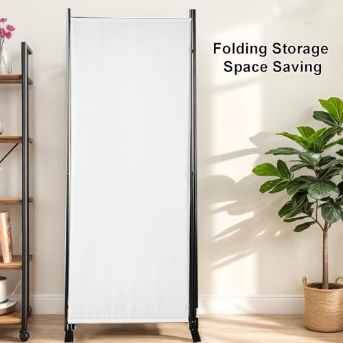 4-Panel White Privacy Screen with Support Foot V8577