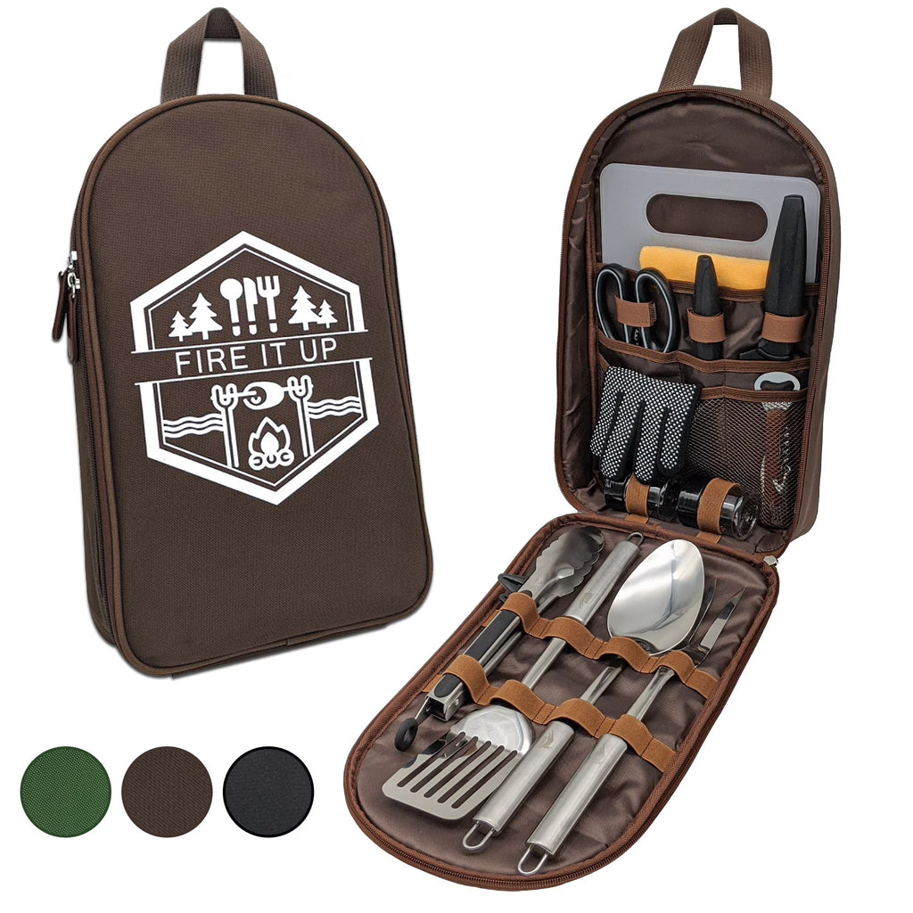 Brown BBQ Grilling and Camping Cooking Utensils Set Z856