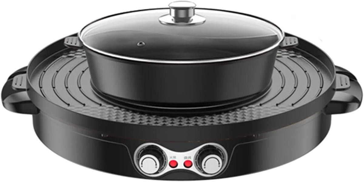 2 in 1 Electric BBQ Grill Hot Pot Double Separation Grill Pan Ceramic Coating Smokeless E8781