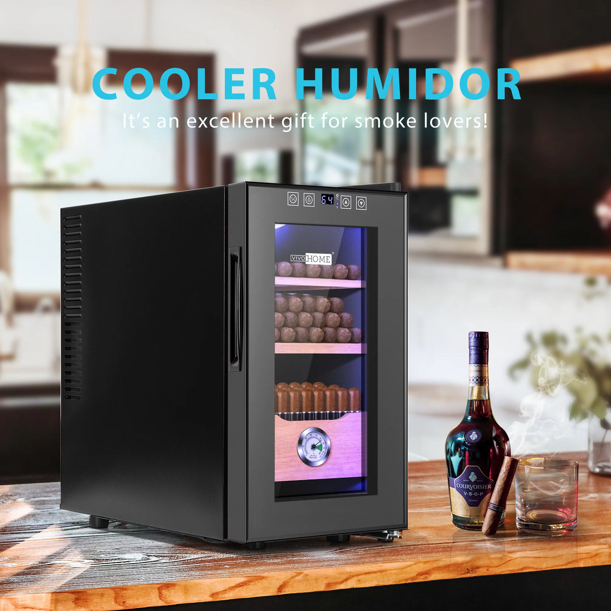 23 L Electric Humidor Cooler with Hygrometer, Black D176619