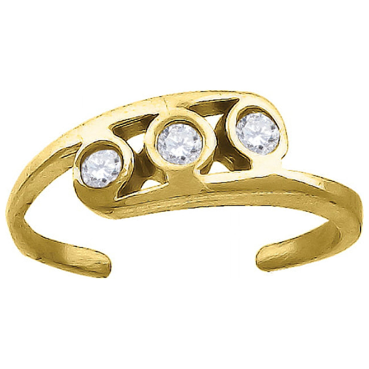 10k Yellow Gold Women's CZ Three Bezel Set Ring F67277