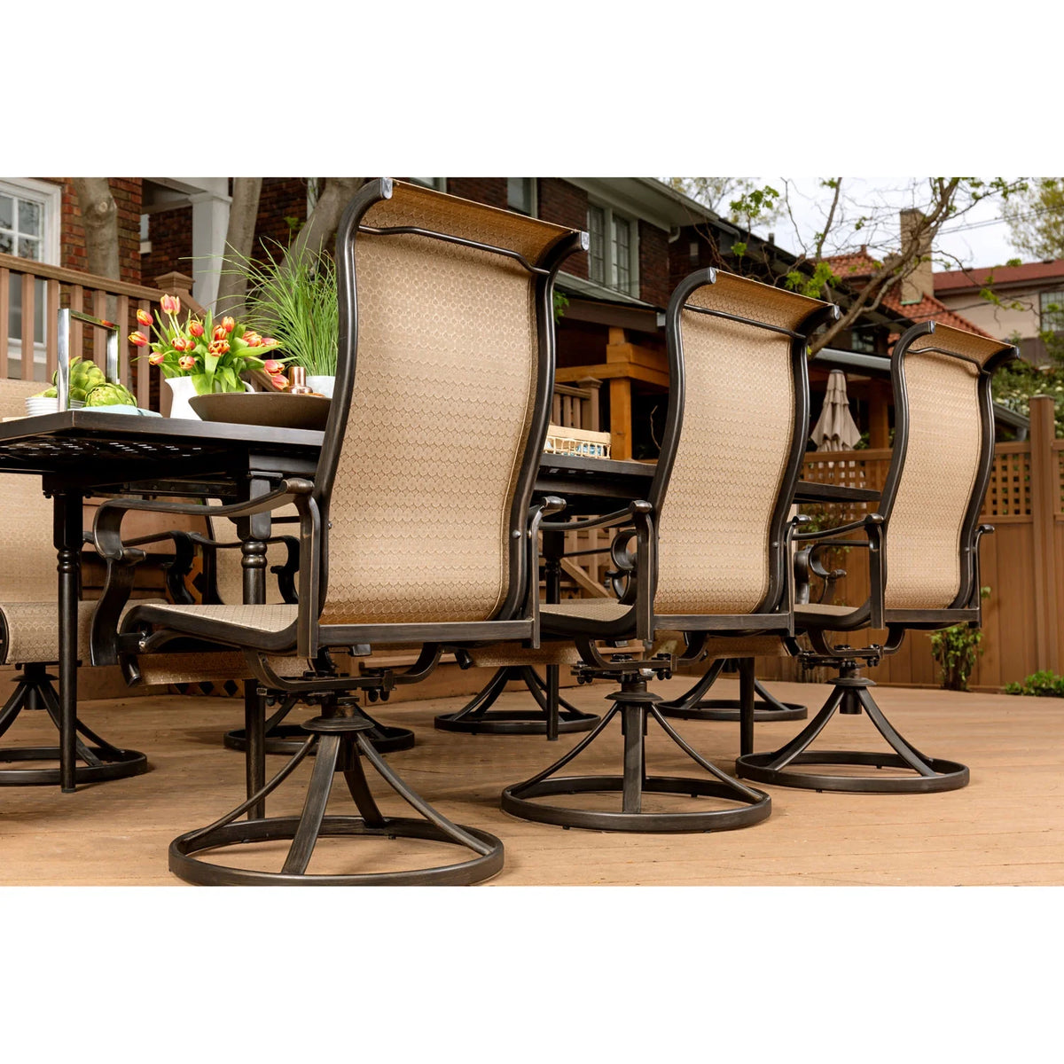 7-Piece Dining Set with Expandable Table and 6 Swivel Rockers K315