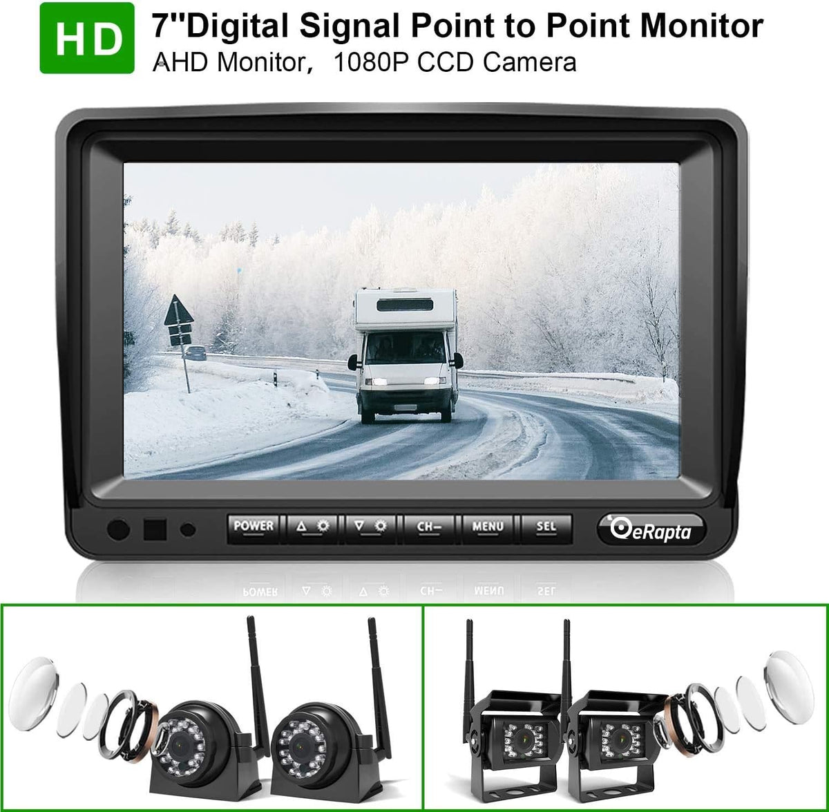 Wireless Backup Camera System with 7'' Monitor and 4 Channels, Black X559