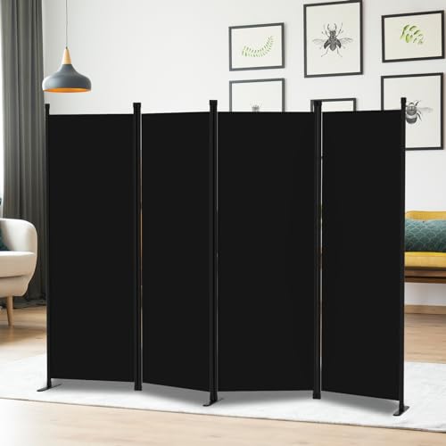 4-Panel White Privacy Screen with Support Foot V8577