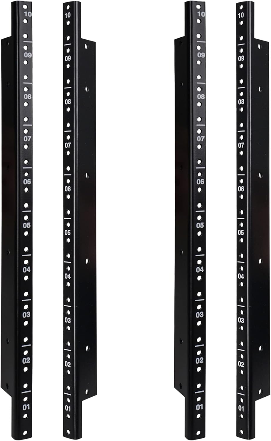 4-pack 12U Steel Rack Rails with Black Powder Coated Finish and Screws U585311