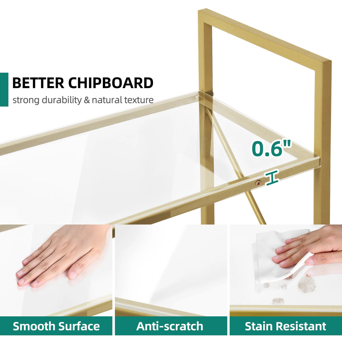 5-Tier Gold Bookshelf with Metal Frame R11021