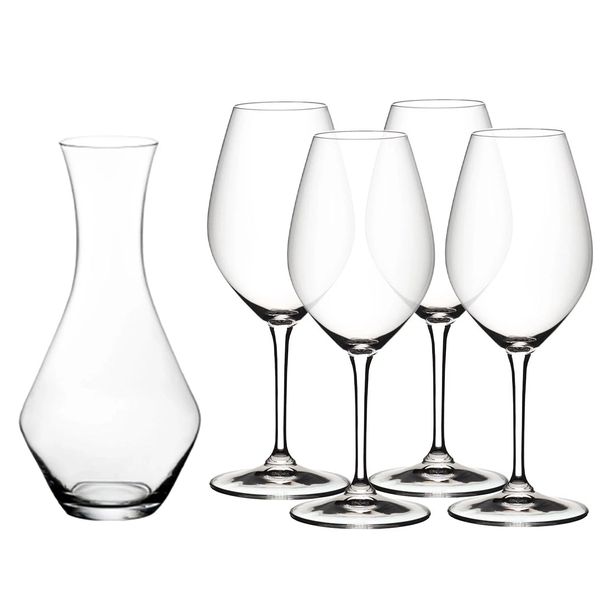 34.25 Oz Merlot Red Wine Decanter with Stemmed Glasses, 4 Pcs G135670