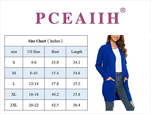 Solid Open Front Long Knit Cardigan Sweater V97500