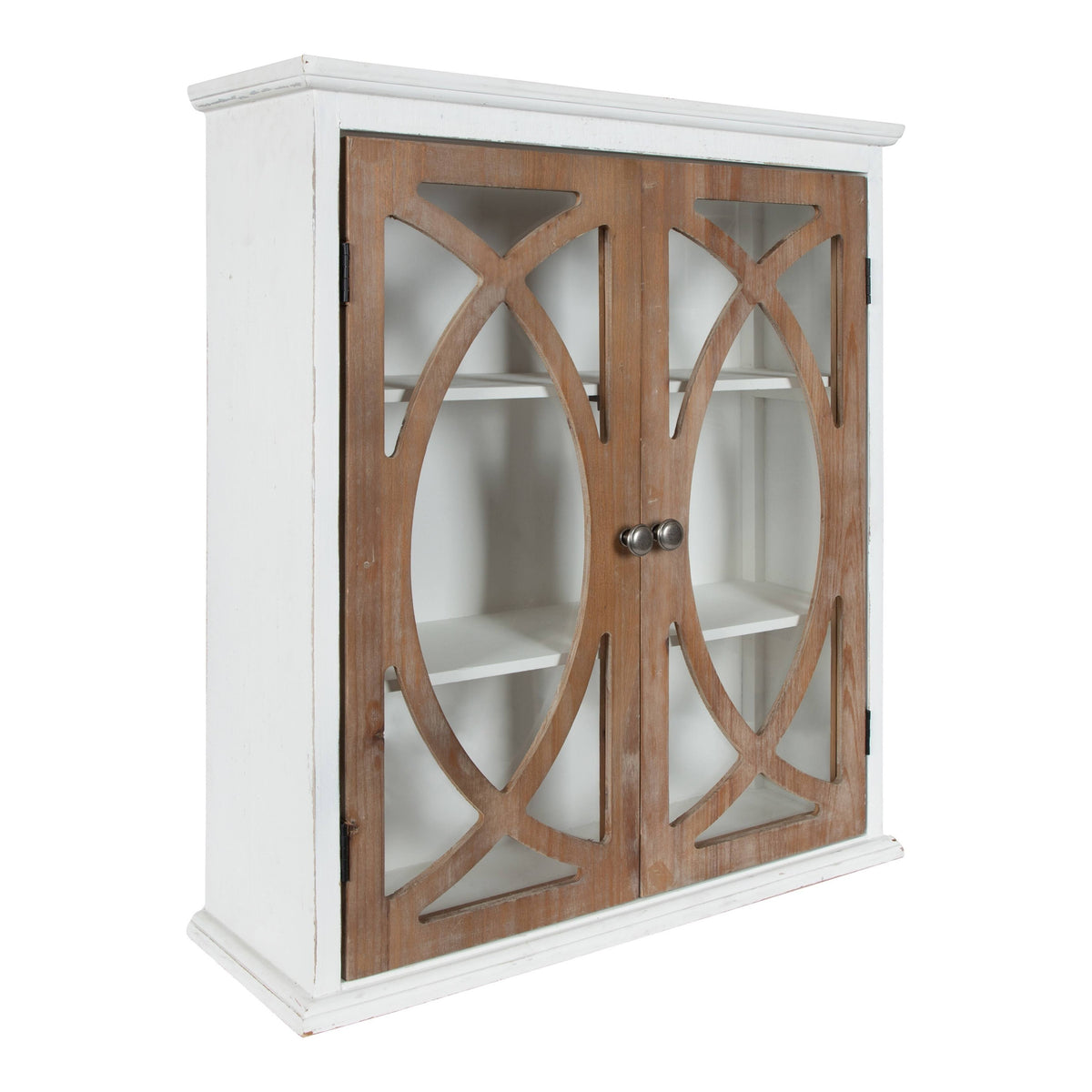 White Rustic Wood Cabinet, 24x8x28 Y423