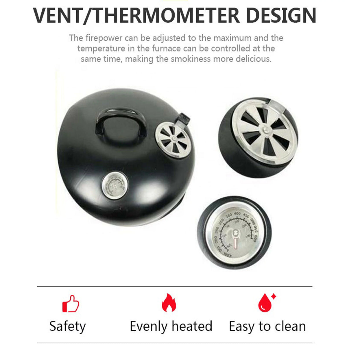 Charcoal BBQ Smoker with Built-in Thermometer H786
