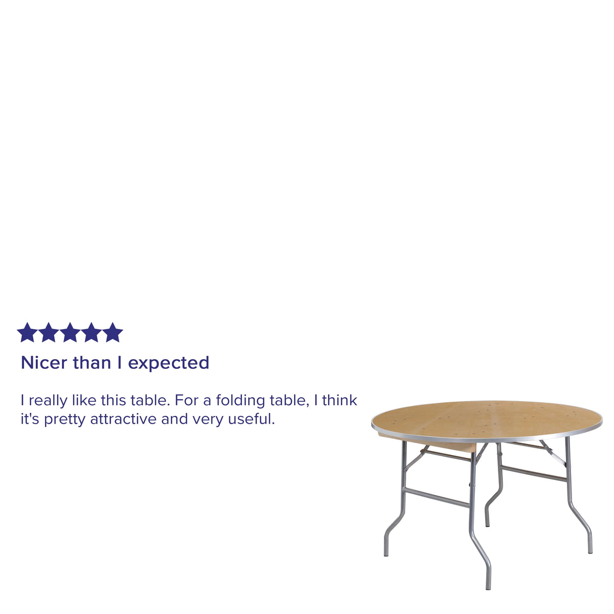 4-Foot Round Heavy Duty Birchwood Folding Banquet Table Y65661