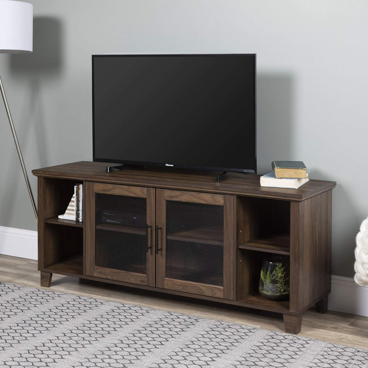 White Oak 70 Inch Glass and Wood TV Stand M181