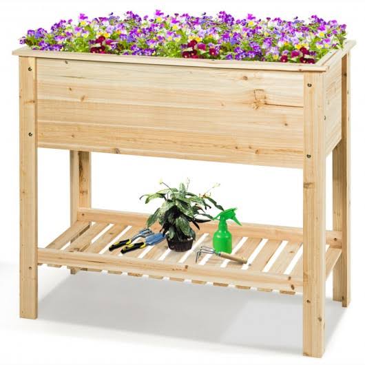 Raised Garden Bed with Storage Shelf Y89585