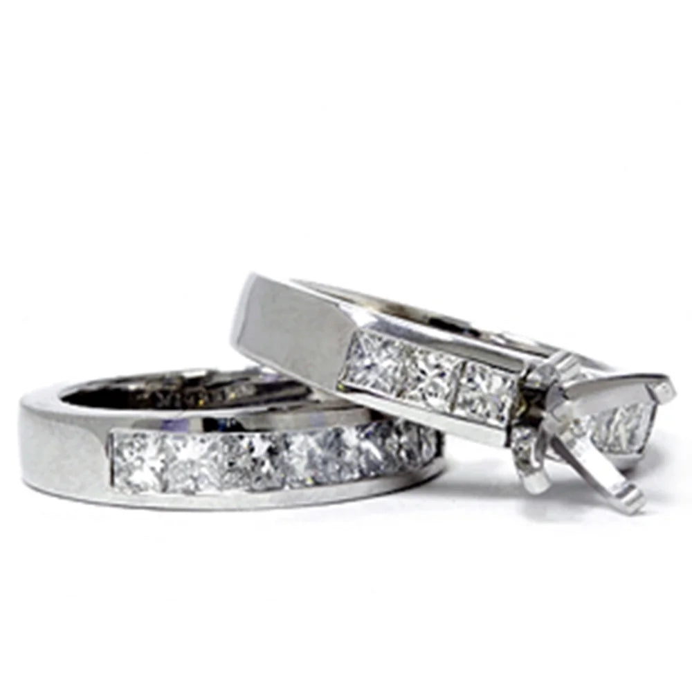 14K Princess Cut Diamond Engagement Ring Setting A494980