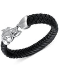 Sterling Silver Leather Panther Head Bracelet H699102