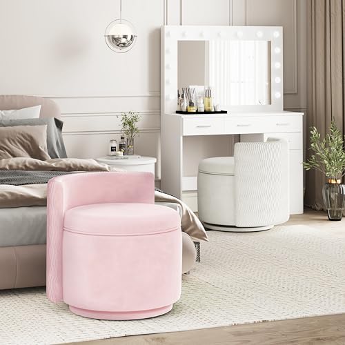 Velvet Upholstered Swivel Accent Chair with Storage S15107