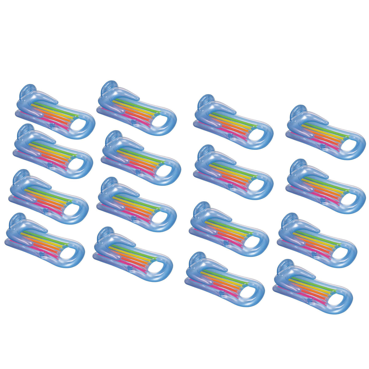 King Kool Lounge Floating Swimming Pool Lounger with Cupholder 16 Pack B4268