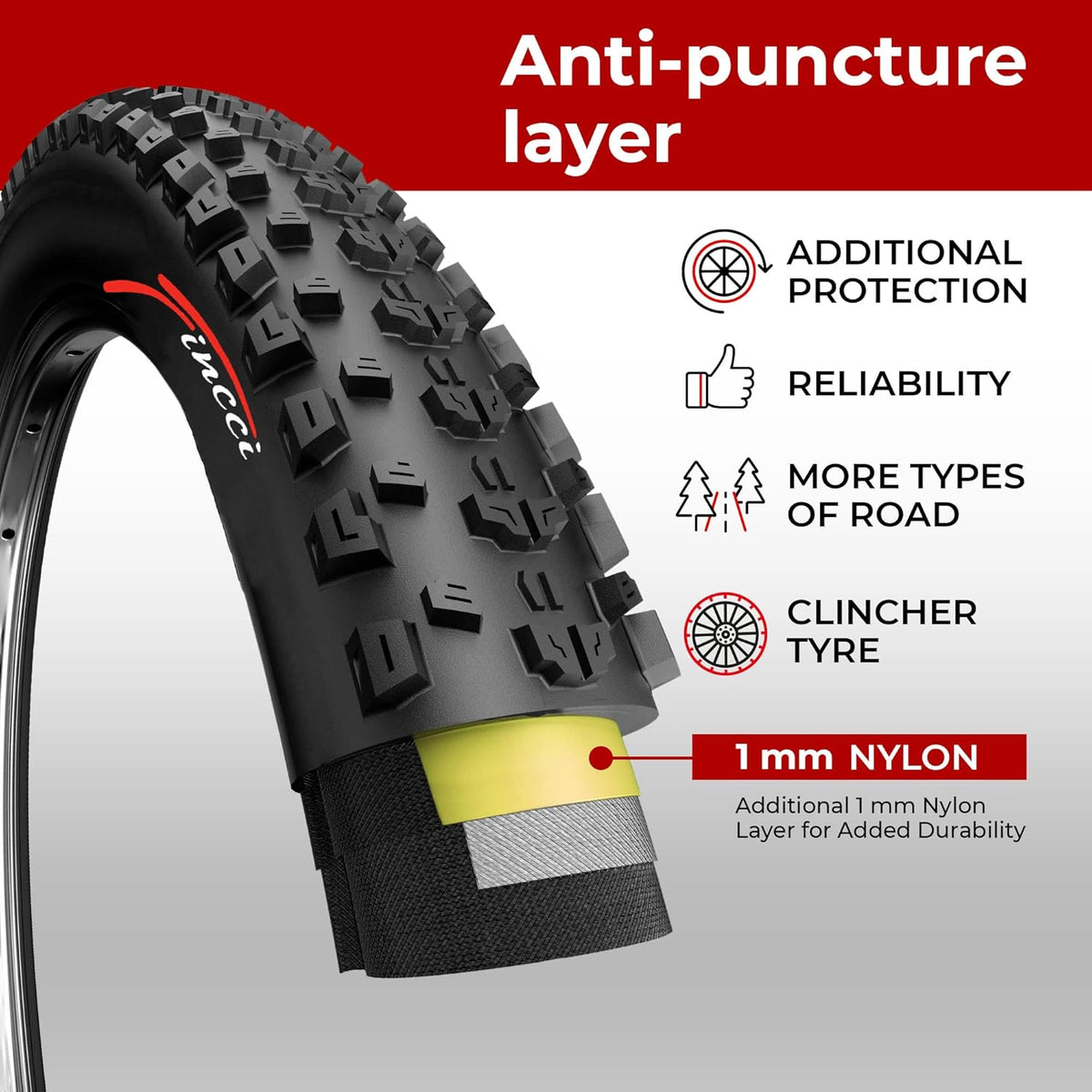 Pair 27.5 x 2.25 Inch Foldable 60 TPI All Mountain Enduro Tires with Nylon Protection F1493