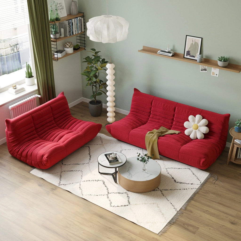 Red Teddy Fabric Sofa Set D845