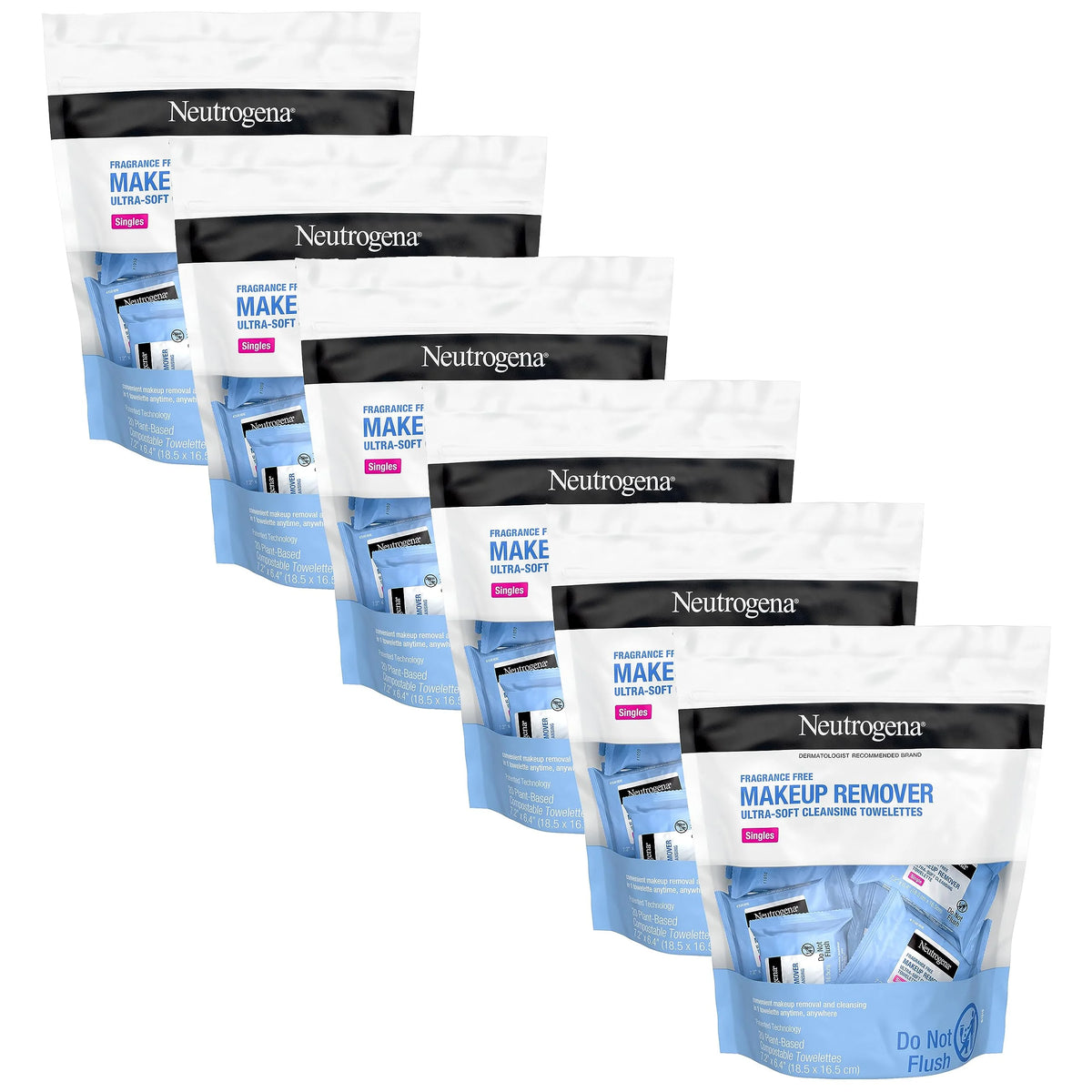 Fragrance-Free Makeup Remover Cleansing Towelette Singles 20 Ct Pack Of 6 D59970