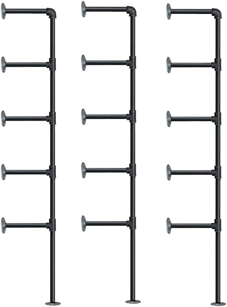 Industrial Retro Wall Mount Iron Pipe Shelf, DIY Open Bookshelf (2Pcs) R7554