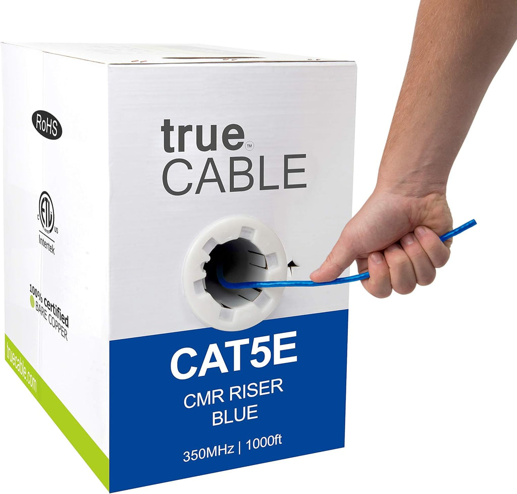 1000ft Blue 24AWG 4 Pair Solid Bare Copper Bulk Ethernet Cable H578638