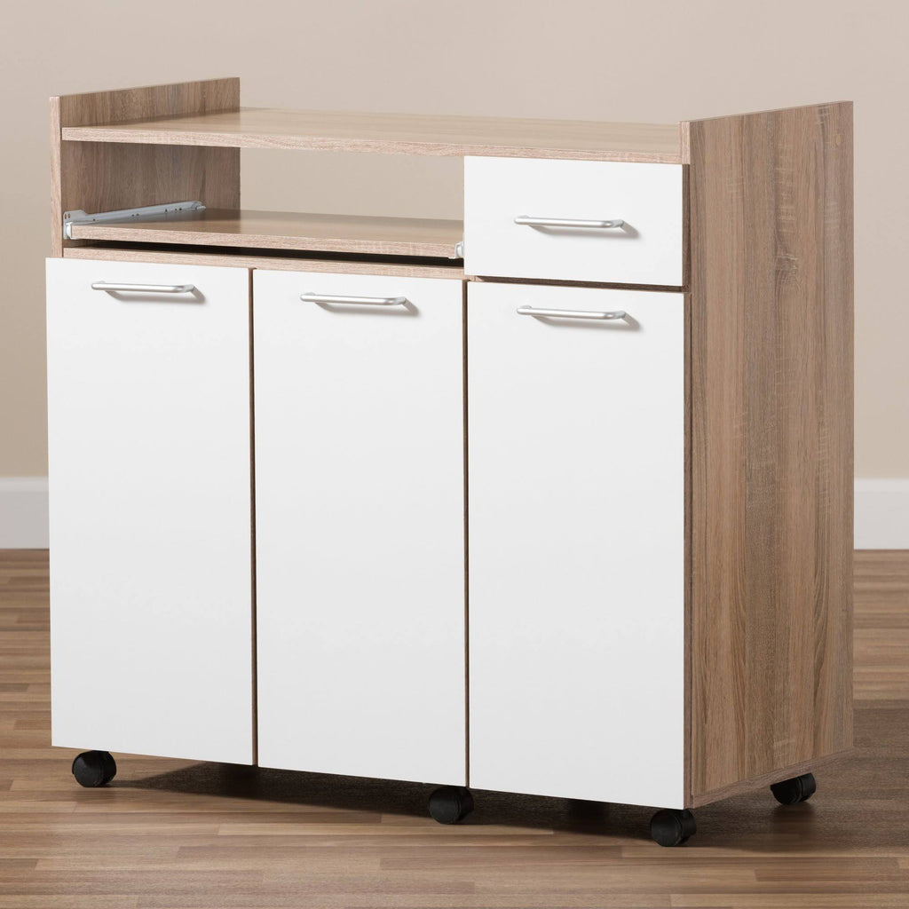 Light Oak and White Finish Kitchen Cabinet T92349