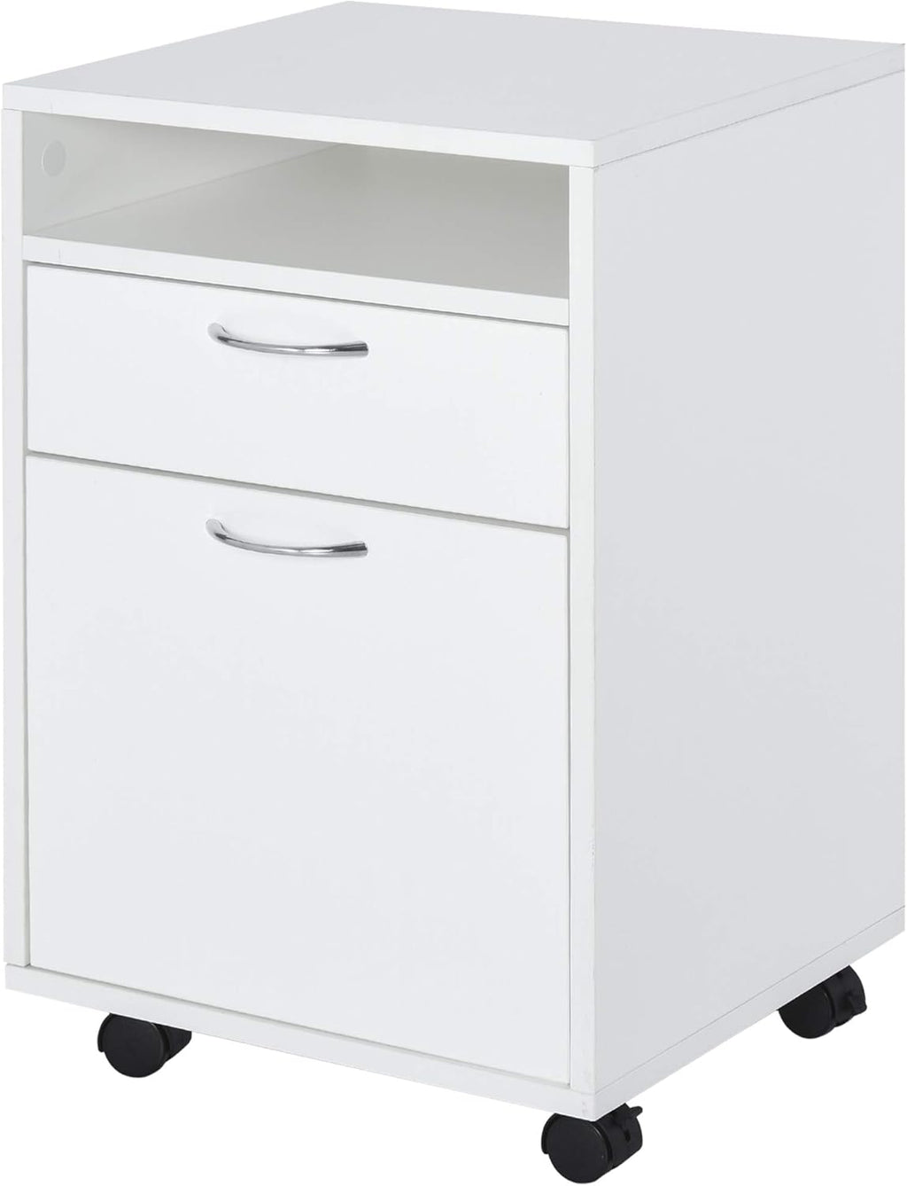 Brown Mobile File Cabinet with Lockable Drawer F762