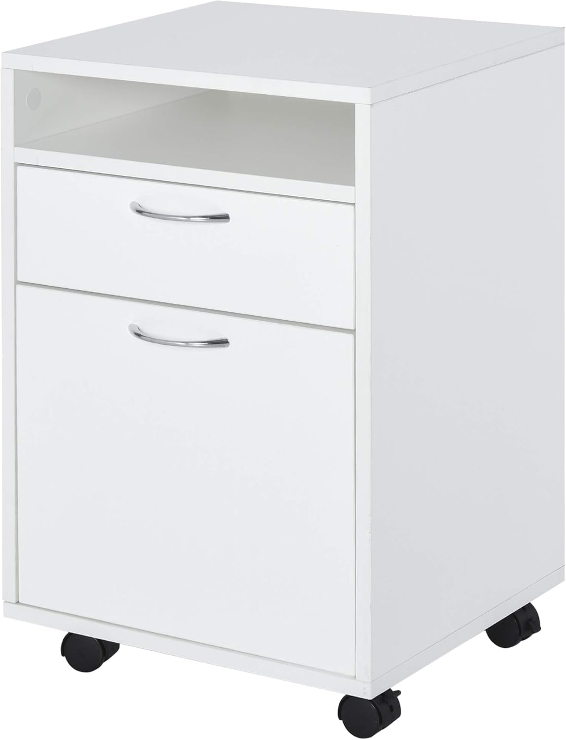 Brown Mobile File Cabinet with Lockable Drawer F762