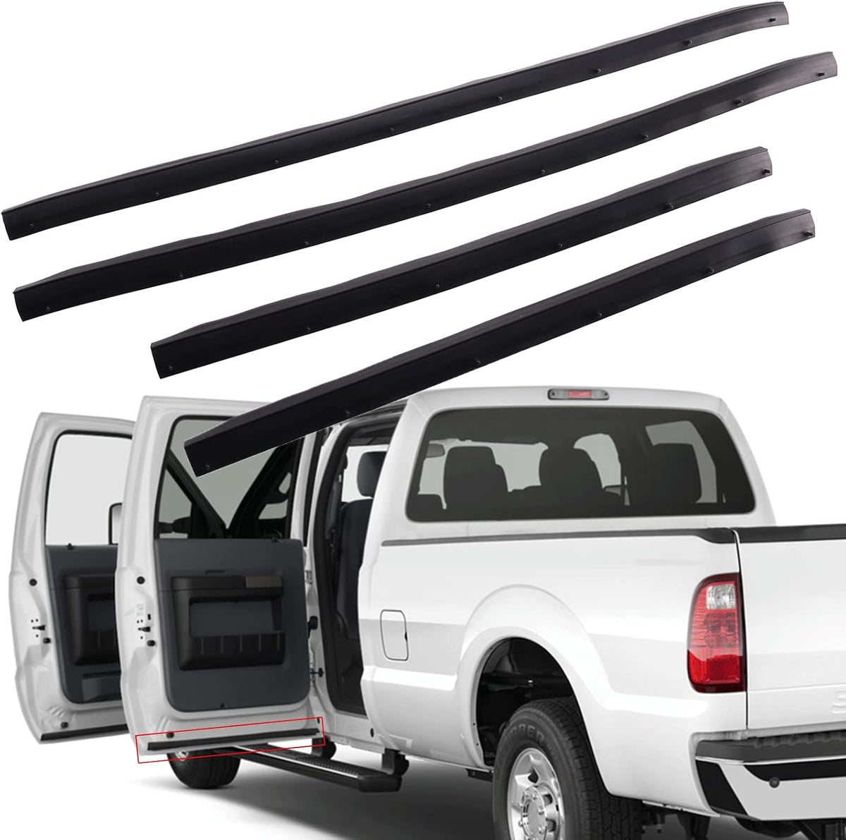 4Pcs Rubber Felt Door Seal Weatherstrip Trim for Ford F250 F350 F450 F550 Super Duty Crew Cab 1999-2016 Pack of 2 L211