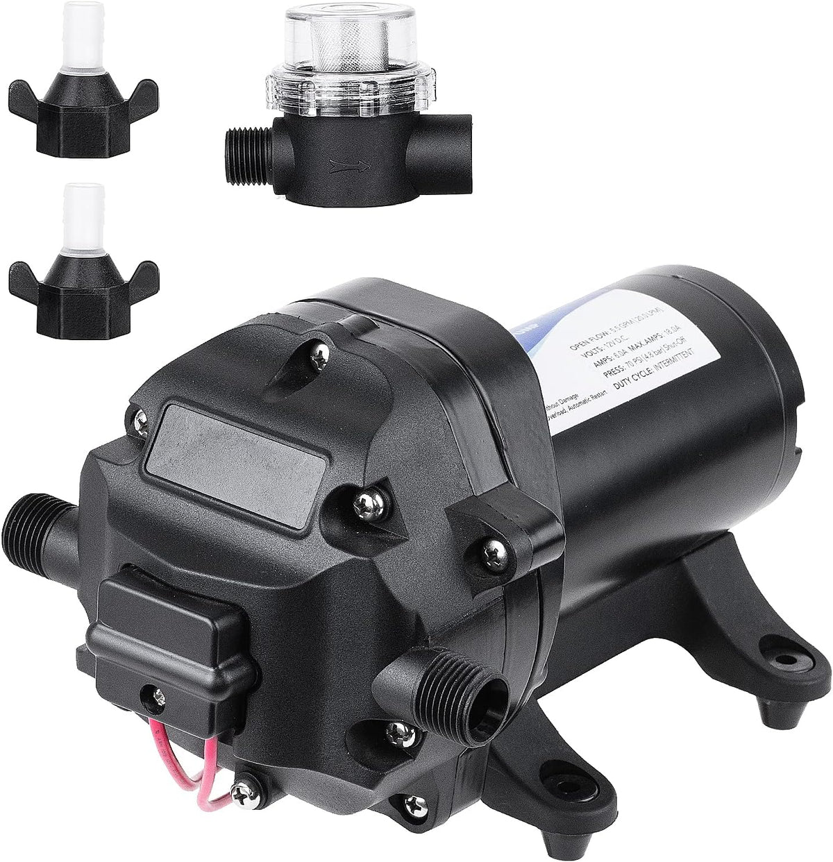 12V 5.5GPM 70PSI Diaphragm Water Pump with Pressure Switch, Pack of 2 A710
