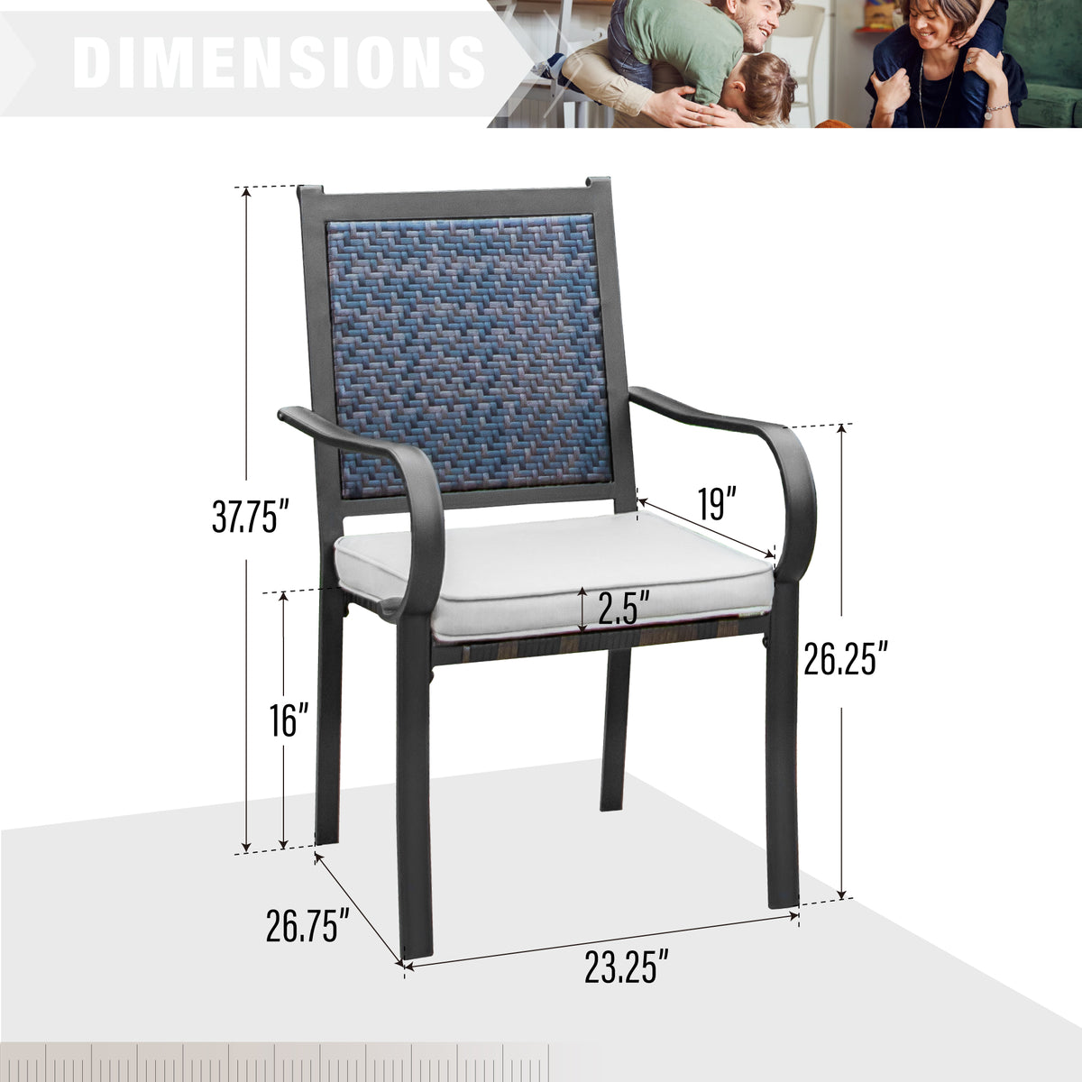 2-Piece Patio Rattan Wicker Armrest Chairs with Beige Cushion P504