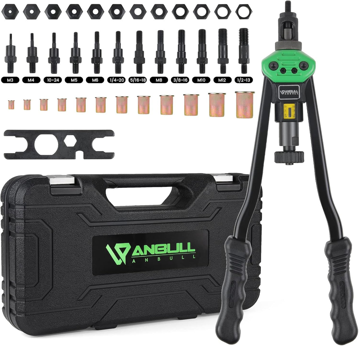 16" Rivet Tool Kit with 120PCS Rivet Nuts & Plastic Case P2611