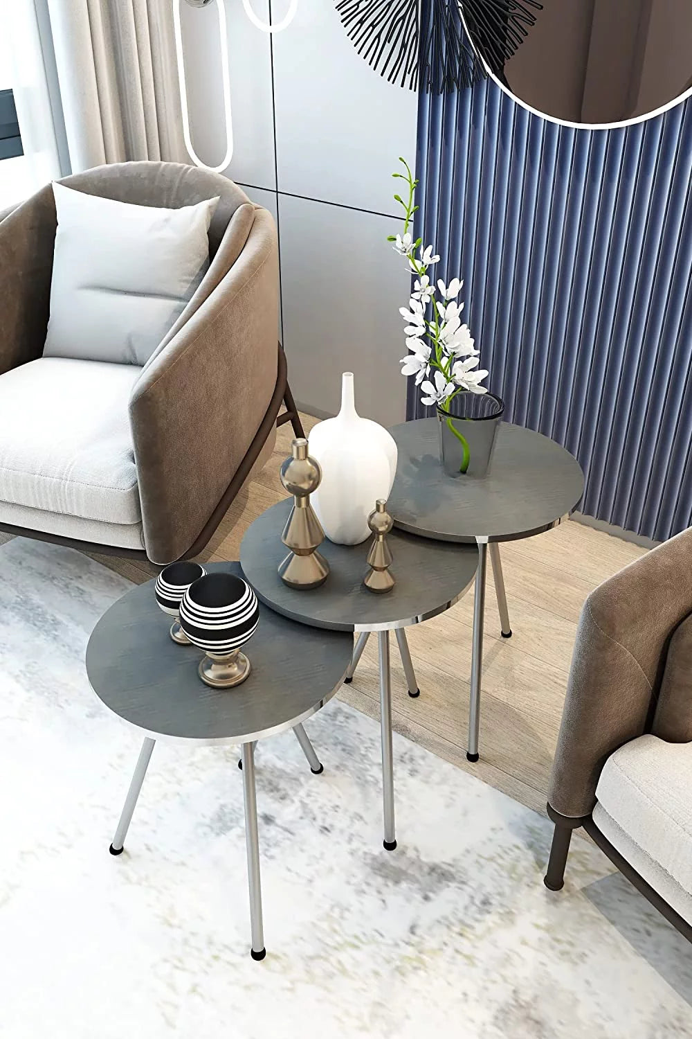 Set of 3 Round Nesting Tables D552914
