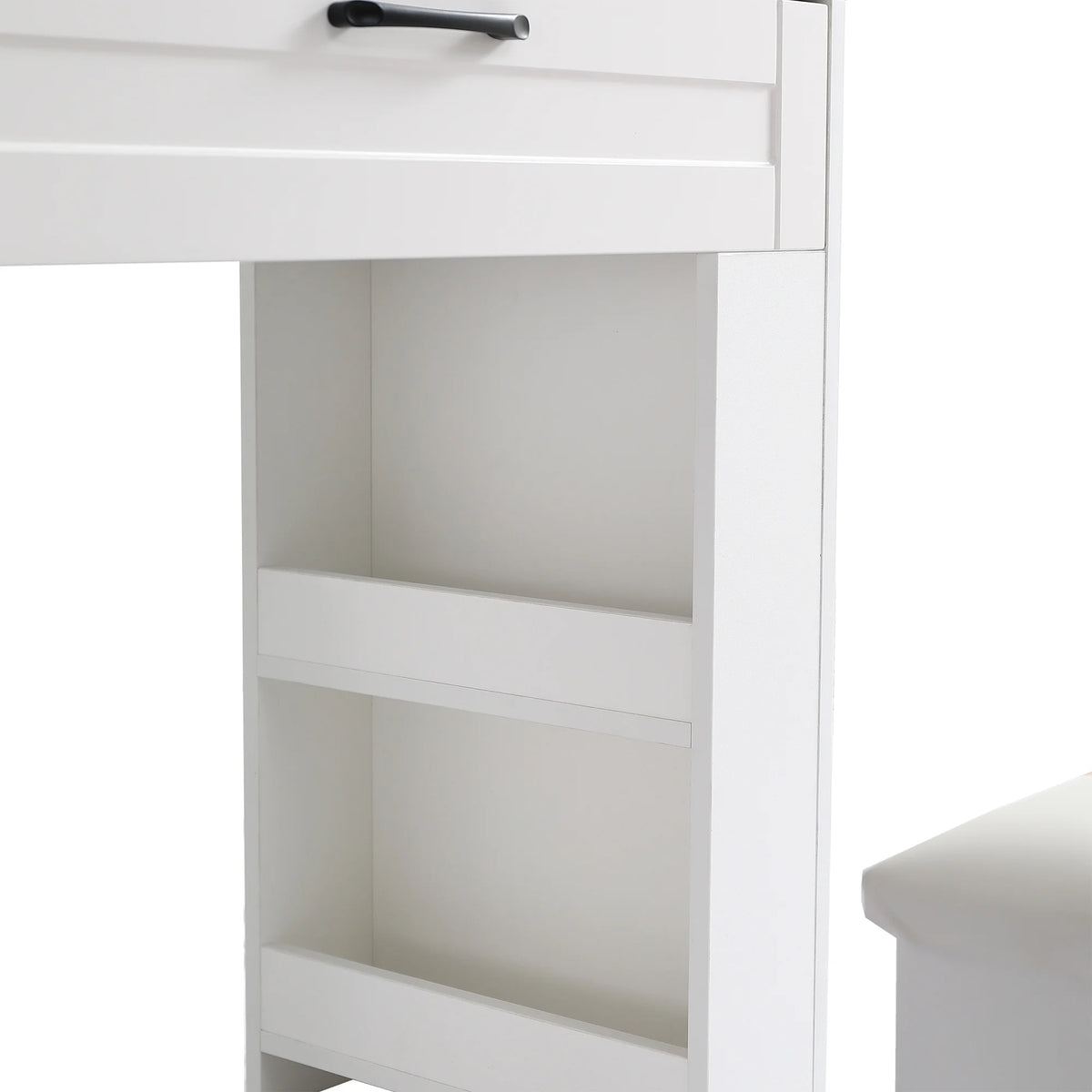 White Vanity Table with Lighted Mirror and Stool E102274