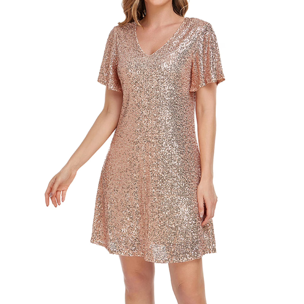 Gold Satin Sleeveless Spaghetti Strap Mini Dress V239928