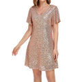 Gold Satin Sleeveless Spaghetti Strap Mini Dress V239928