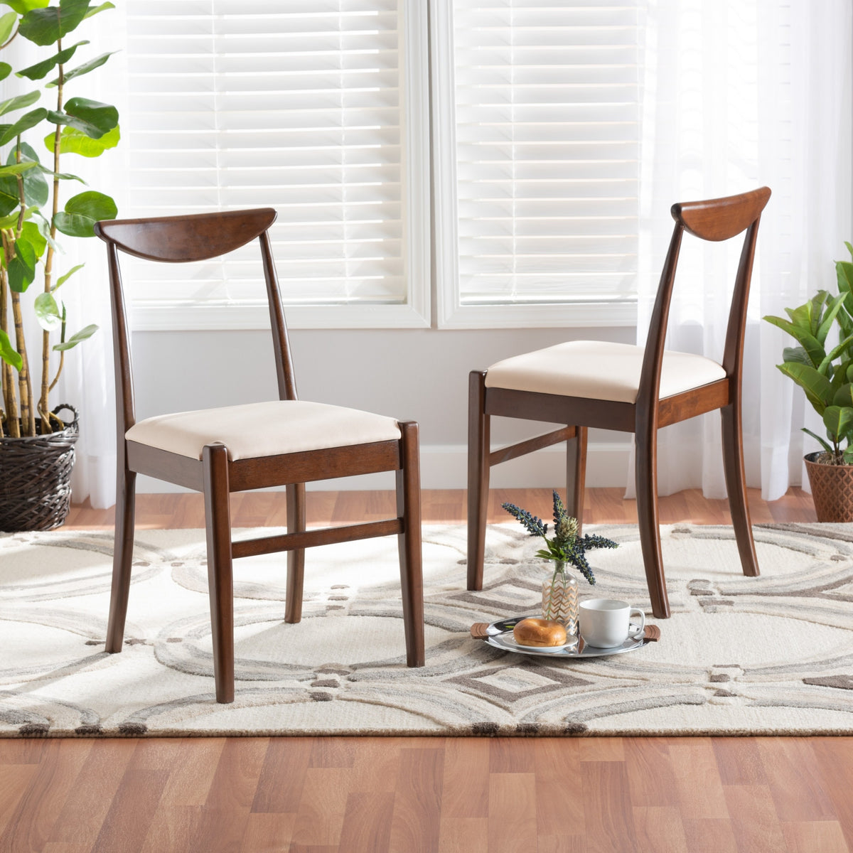 Dark Brown Wood 2-Piece Dining Chair Set A56102
