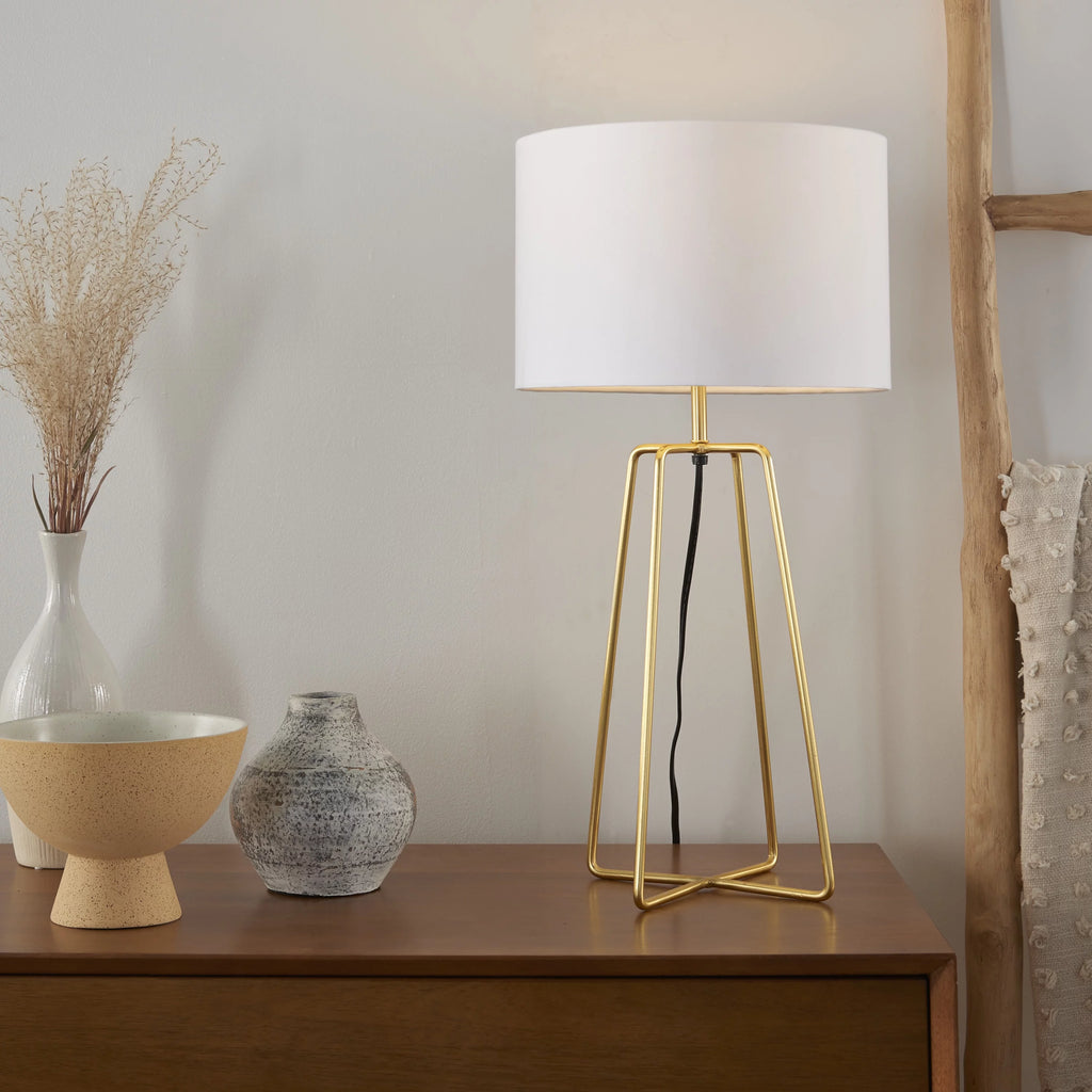 24" Gold Geometric Metal Table Lamp E67109