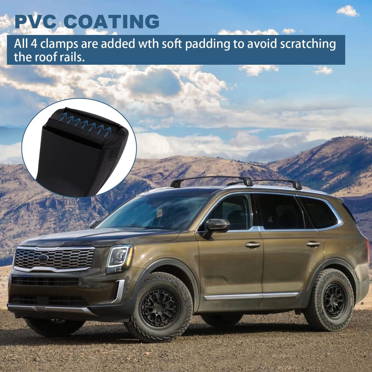Black Roof Rack Cross Bars for Kia Telluride 2019-2022 A8080